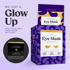 DERMORA Golden Glow eye patches on eyes delivering a brighter, awake look