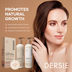 Dersie conditioner closeup highlighting silky finish and frizz control.