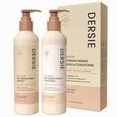 Dersie rice water shampoo bottle for fuller-looking hair and shine.