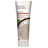 Desert Essence Loción manos coco, botella frontal para hidratación diaria.
