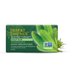 Desert Essence Tea Tree Therapy Cleansing Soap Bar close-up lather for gentle cleanse enjoyable experience