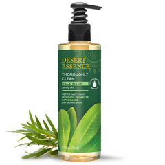 Desert Essence limpiador facial en botella, purificante para piel grasa.
