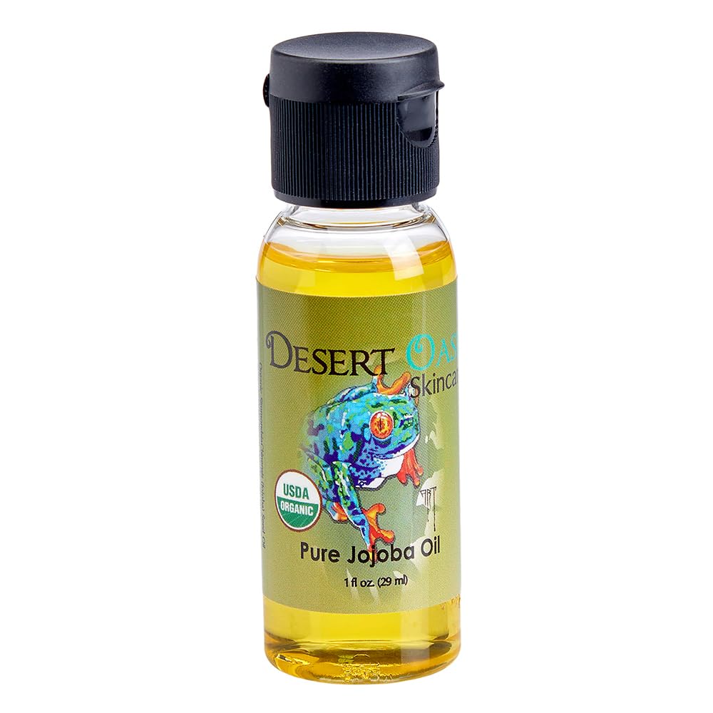 Desert Oasis Skincare Jojoba Oil, botella de 1 oz, ideal para viaje.