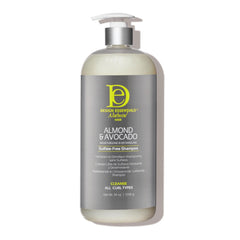 Design Essentials Almond Avocado Shampoo bottle showing hydrating cleanse for nourished curls.