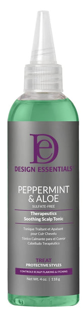 Design Essentials tonico menta aloe, botella para cuero cabelludo fresco y ligero.
