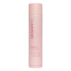 Design.Me Hold.Me three-way hairspray bottle showing versatile hold options for styling.