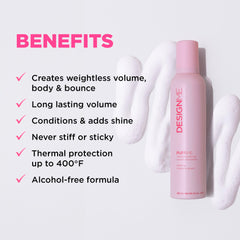 PUFF.ME mousse foam texture on damp hair for lift