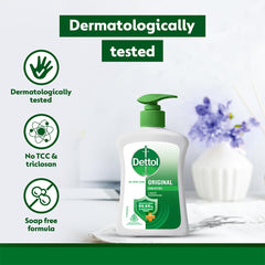 Dettol Jabon de manos Original, gotas ligeras, sensación fresca tras el lavado.