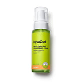 DevaCurl Frizz-Fighting Volumizing Foam bottle shows lightweight body and control