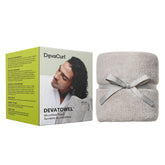 DevaCurl microfiber anti-frizz towel in full-wrap view, gentle drying