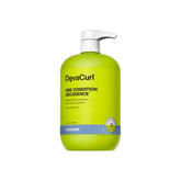 DevaCurl One Condition Decadence Green Oasis bottle delivers deep hydration for dry curls.