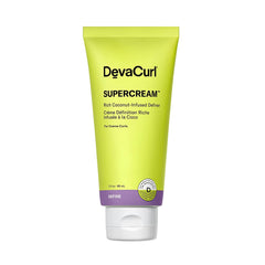 DevaCurl SuperCream en botella de 3 oz para definición y control del frizz.
