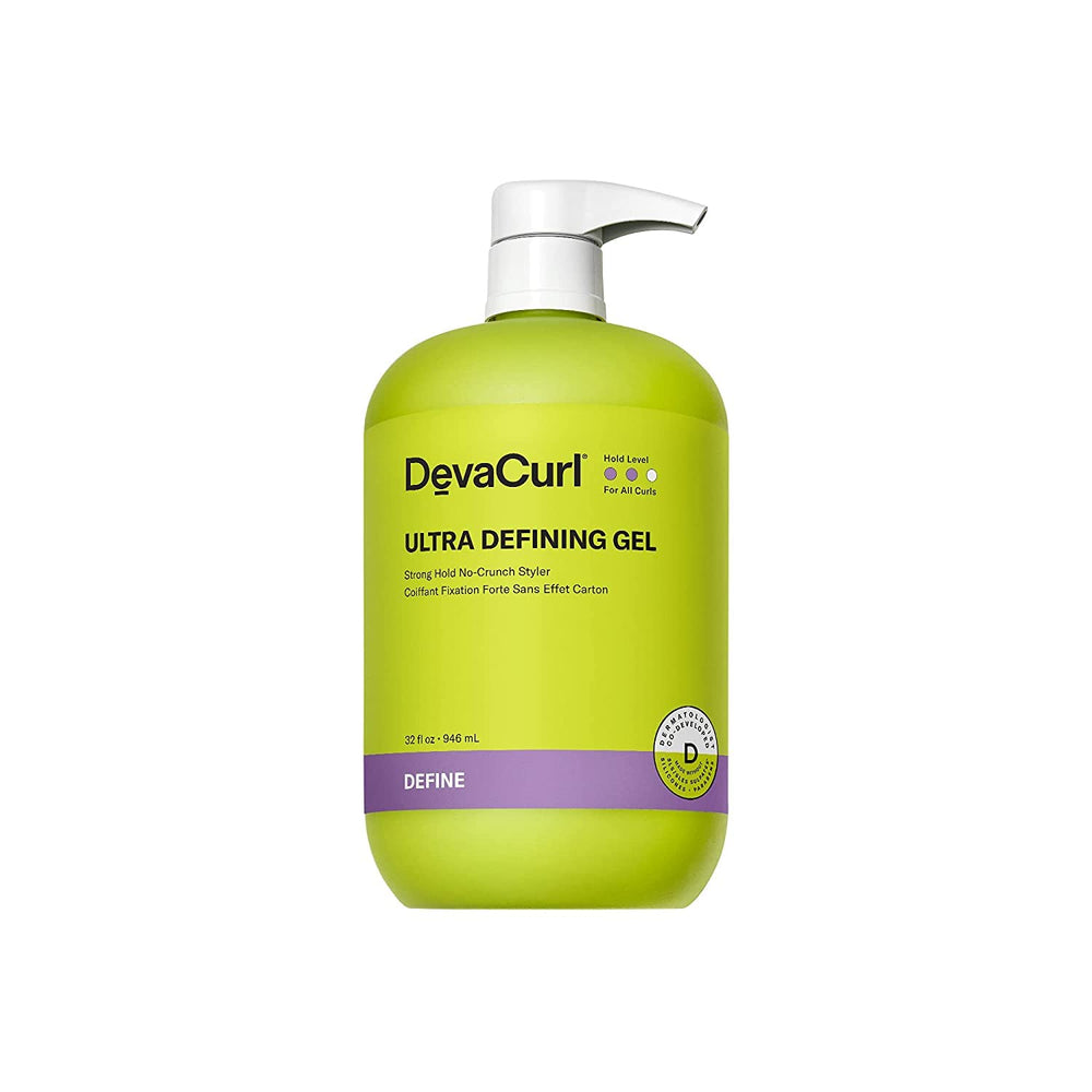 DevaCurl Ultra Defining Gel bottle in Bright Breeze for strong hold and definition