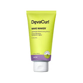 DevaCurl Wave Maker bottle pour demonstrating lightweight definition and frizz control.