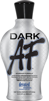 Devoted Creations Dark AF bottle with transfer-resistant bronzer for deep tan