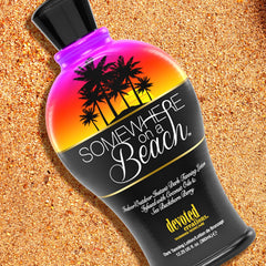 Devoted Creations Somewhere on a Beach tanning lotion skin close-up highlights hydration benefits.