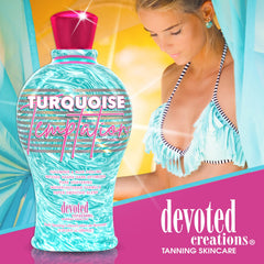 Devoted Creations Tentación Turquesa fragancia sorbete azucarado durante la aplicación.