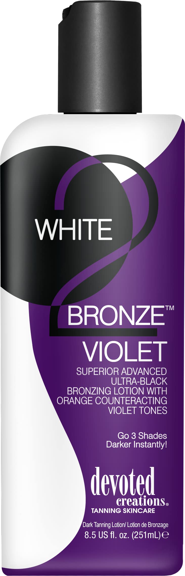 Devoted Creations White 2 Bronze Violet bottle pour for deep, even tan with violet counteraction