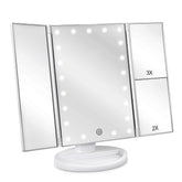 Deweisn floor-mount tri-fold mirror with LED illumination for even makeup lighting