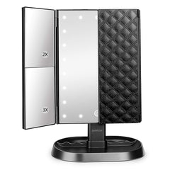 deweisn trifold mirror with 21 LEDs for natural makeup lighting