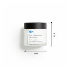 DHC Extra Nighttime Moisture olive oil ingredient visual suggests soothing hydration.