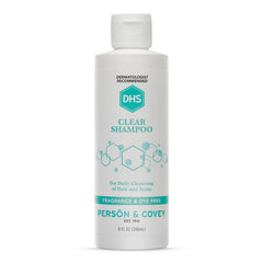 DHS Clear Shampoo, botella de 8 onzas, limpieza suave para cuero cabelludo sensible.