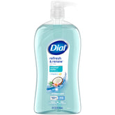 Dial Refresh and Renew Coconut Water bottle front showing a crisp, refreshing cleanse for daily skin care