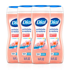 Dial Exfoliate & Restore Himalayan Salt bottle pour shows refreshing cleansing.