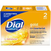 Dial Gold antibacterial deodorant bar soap 2-pack on white surface for daily odor control.