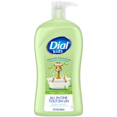 Dial Kids frente de la botella con aroma a melón, lavado suave para niños