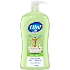Dial Kids frente de la botella con aroma a melón, lavado suave para niños