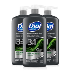 Dial Men 3-en-1: botella frontal para una limpieza rápida y práctica diaria.