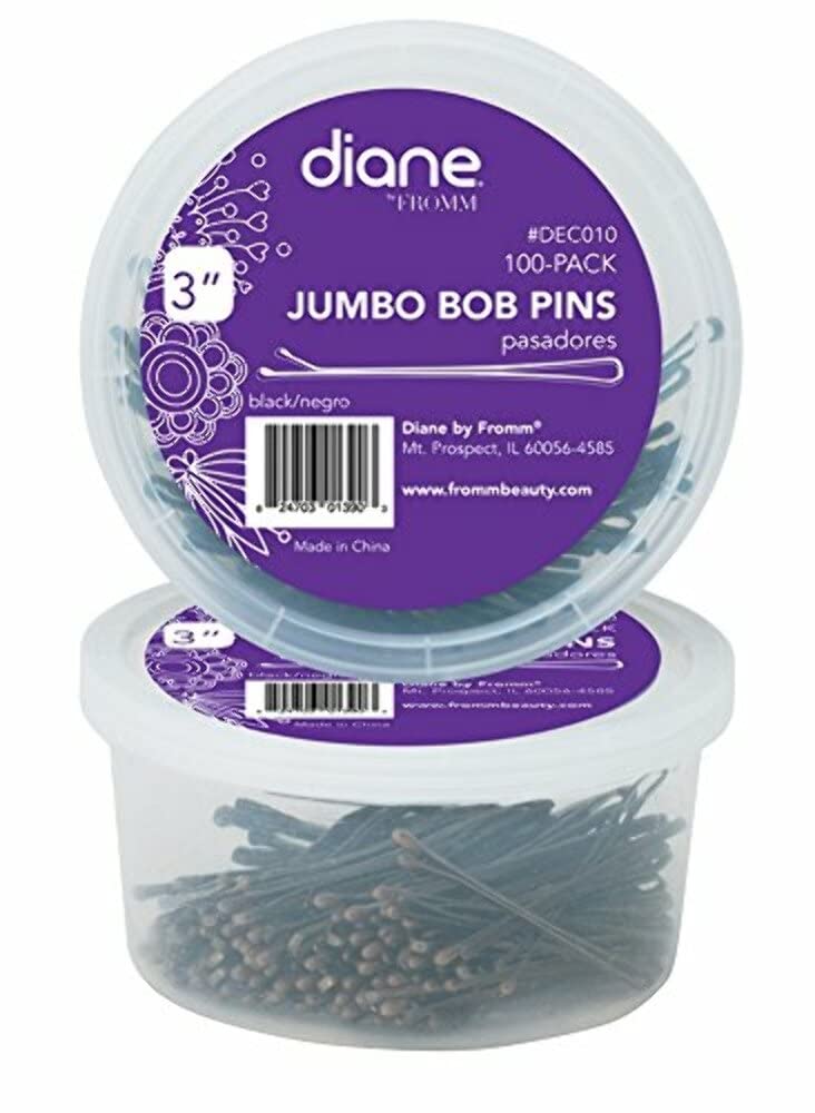 Diane extra-jumbo black bobby pins provide strong hold for thick hair, ideal for up-dos.