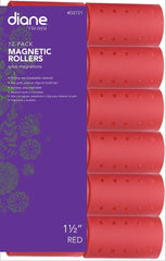 Diane magnetic hair roller in red for effortless 1.5-inch curls, no pins needed.