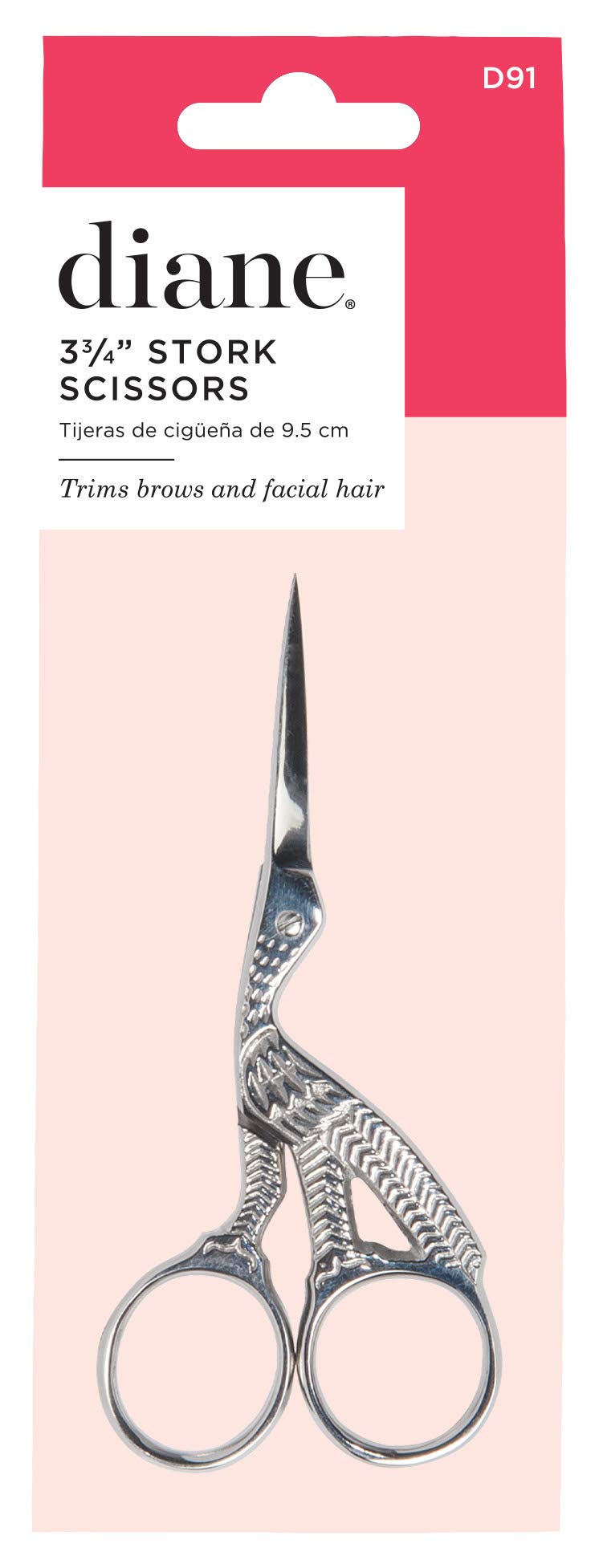 Diane Stork Scissors for eyebrows, three-point-seven-five-inch silver blade for precise trimming.