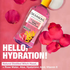 Dickinson's Hydrating Toner with Hyaluronic Acid and Vitamin E on bathroom shelf