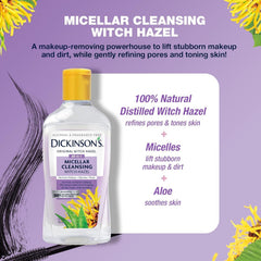 Dickinson's Micellar Witch Hazel on a cotton pad for easy cleansing.