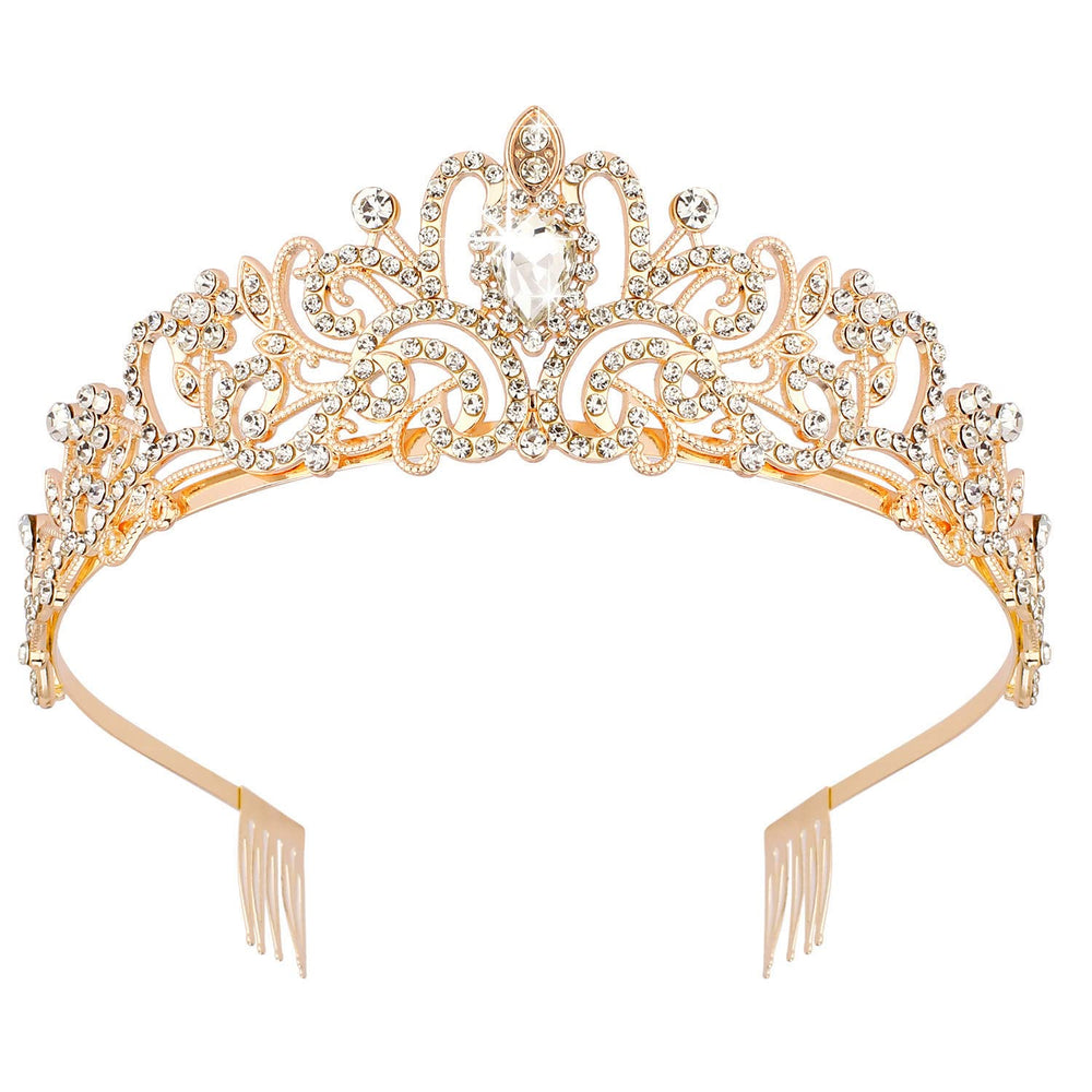 Didder tiara dorada con cristales brillantes para un look radiante en bodas