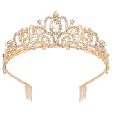 Didder tiara dorada con cristales brillantes para un look radiante en bodas