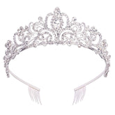 Didder tiara cristal plata, enfoque para boda, brillo deslumbrante en la novia.