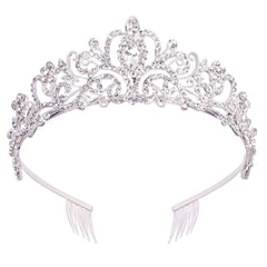 Didder tiara cristal plata, enfoque para boda, brillo deslumbrante en la novia.