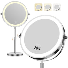 Dienmern makeup mirror with 1x/20x magnification for precise makeup tasks