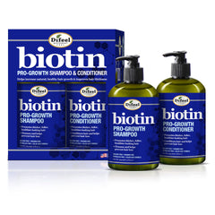 Difeel Biotina Pro-Crecimiento Shampoo frente a la botella, favorece el cuidado capilar diario.