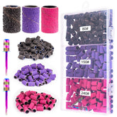 Difenni boxed sanding bands set for nail drills, 210 pieces, ready for manicures.