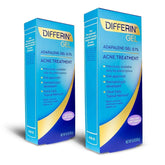 Differin gel 0.1% tube highlights acne treatment for clearer pores.
