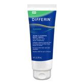 Differin limpiador corporal para el acné, botella visible y limpieza de poros.