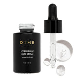 DIME Beauty hyaluronic acid serum bottle shown for daily hydration.