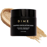 DIME Beauty whipped exfoliating mask jar with three-sized beads for gentle exfoliation.