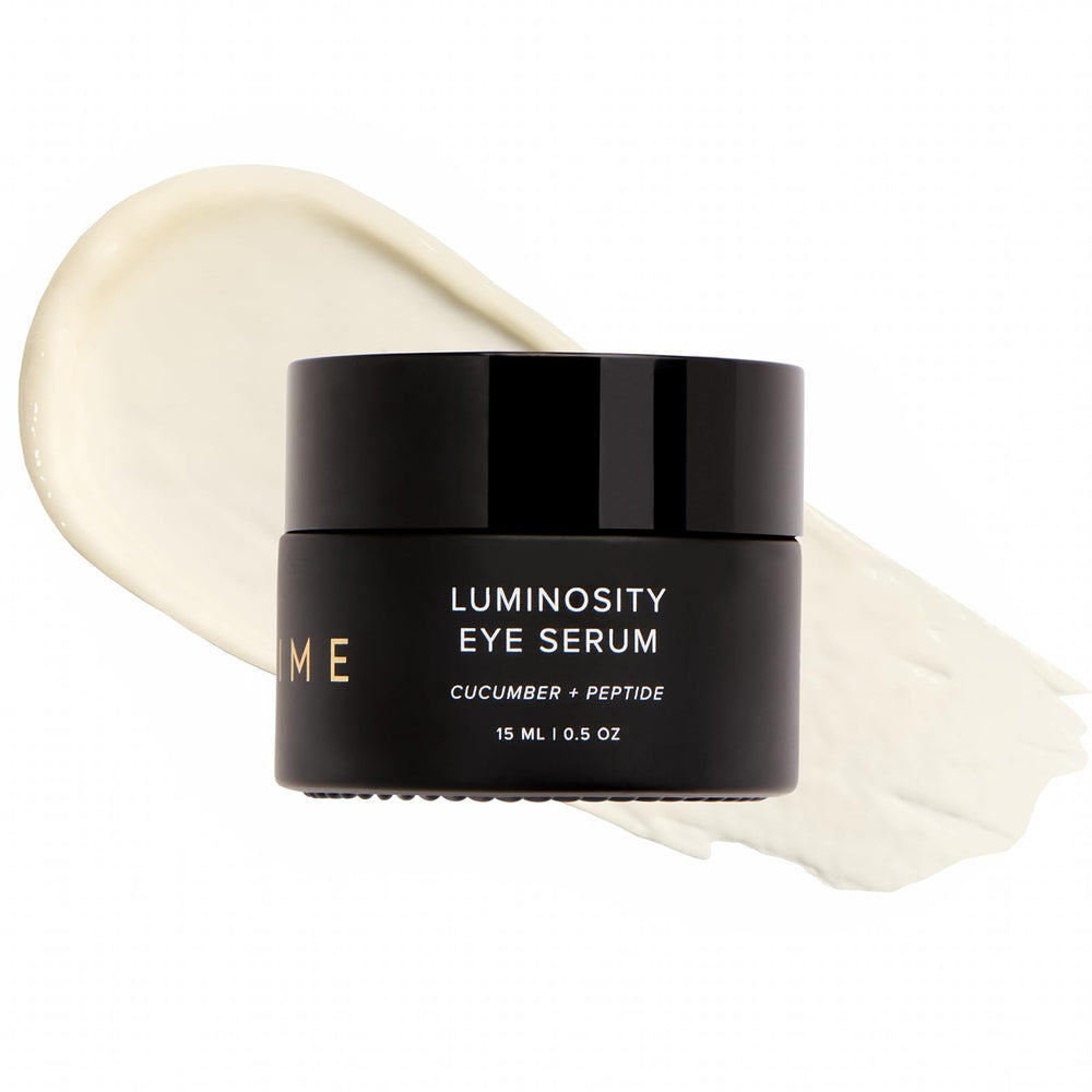 DIME Beauty Luminosity Eye Serum bottle with cooling formula for refreshed under-eyes.