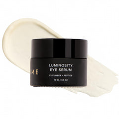 DIME Beauty Luminosity Eye Serum bottle with cooling formula for refreshed under-eyes.